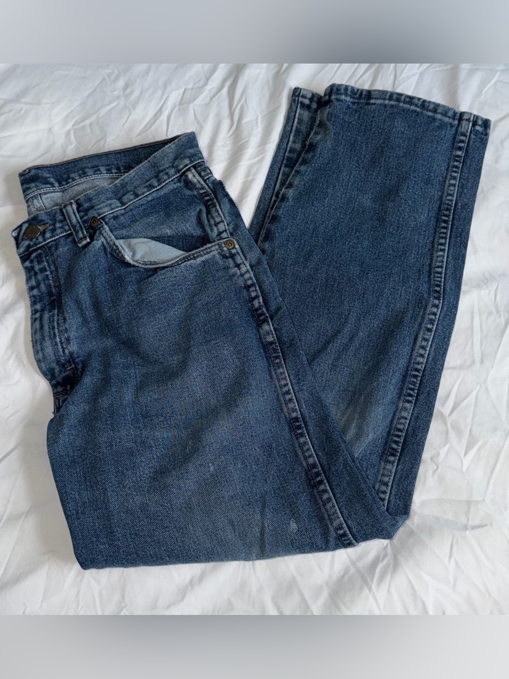 Vintage 90s Authentic Wrangler Retro Indigo Wash 100% Cotton Denim Y2K Jeans 30”